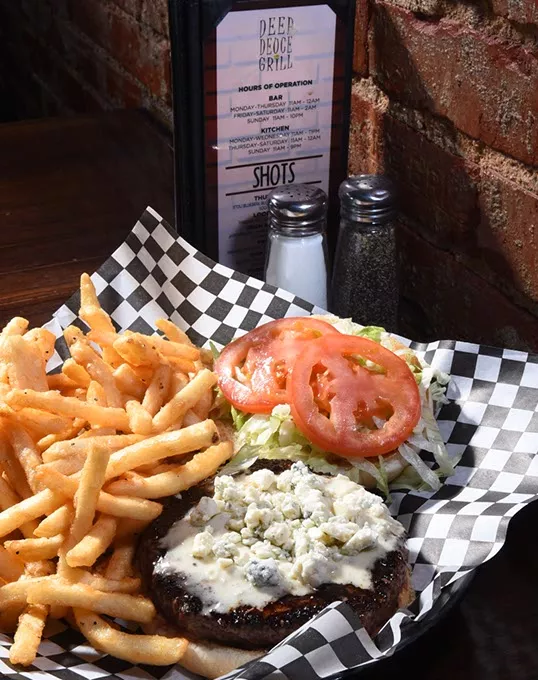 Blackened Bleu Cheese Burger at Deep Deuce Grill, in Deep Deuce, Oklahoma City, 2-3-16. - MARK HANCOCK