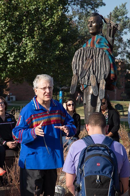 OCU President Robert Henry speaks during the Indigenous Peoples&#146; Day proclamation ceremony
