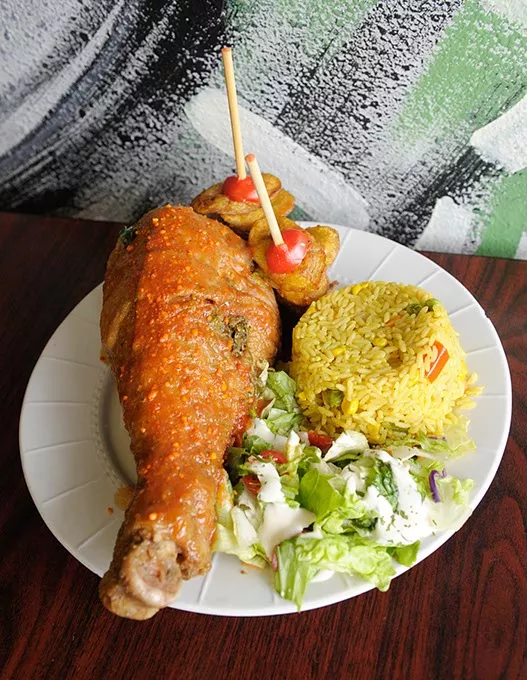 Suya Turkey Leg at Mama Sinmi's Chop House in Oklahoma City, Friday, July 10, 2015. - GARETT FISBECK
