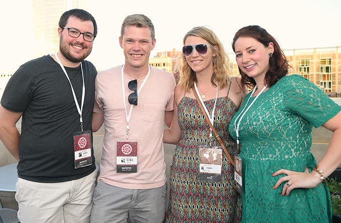 From left, Clark Thomas, Shane Hampton, Kristen Vails, and Anna Farha, attending the OKCMOA opening night rooftop party for the DeadCenter Film Festival, 6-11-2015.  Mark Hancock