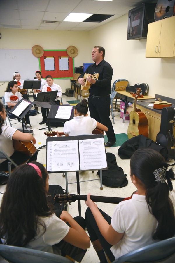 Mariachi students led by Christiaan Osborn in his class at Filmore Elementary School in South Oklahoma City, 1-15-16. - MARK HANCOCK