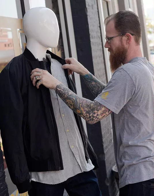 Daniel McCloud of Trade Men’s Wares is breaking out a new line of field jackets for the fall. | Photo Garett Fisbeck