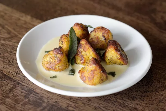 Butternut squash gnudi at The Pritchard, Wednesday, March 22, 2017. - GARETT FISBECK