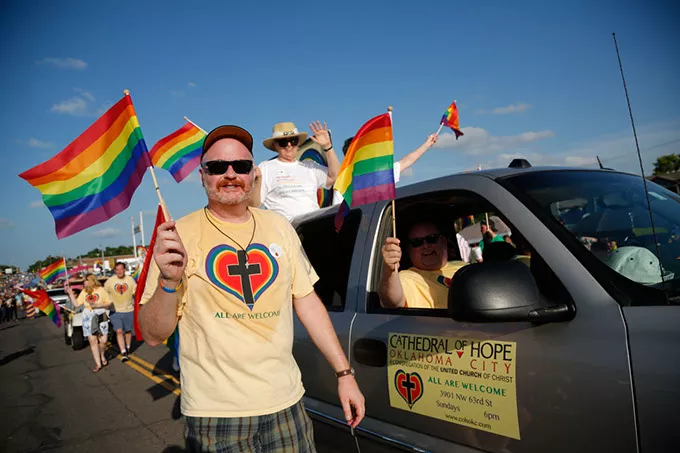 Cathedral of Hope marches during the 2015 OKC Pride Parade. Vaunda Knapp marches during the 2015 OKC Pride Parade. OKC Pride’s theme for 2017 is “30 years of resistance.” The nonprofit organization is celebrating 30 years of Pride celebrations this year. (Garett Fisbeck / file)