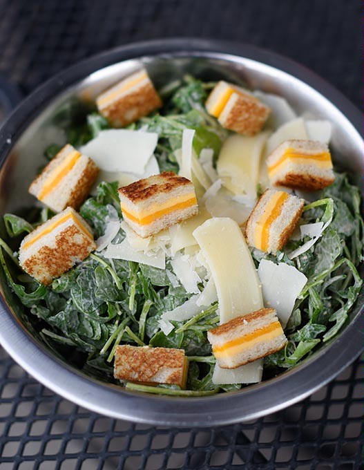 Caesar salad with grilled cheese croutons in Oklahoma City, Wednesday, April 13, 2016. - GARETT FISBECK