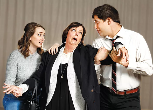 from left Korri Werner, Lilli Bassett and Paxton Kliewer appear in a scene from Barefoot in the Park. - JIM BECKEL / PROVIDED