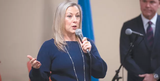 Congresswoman Kendra Horn answered questions in front of about 200 constituents at a town hall meeting last Saturday. - MIGUEL RIOS