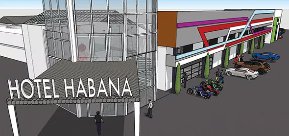 Early Hotel Habana renderings show a completely redone facade and lobby. - HAROLD E. FULTON DESIGN & CONSULTING / PROVIDED