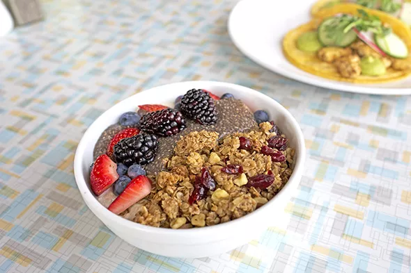 Overnight oats and vegan tacos at Aurora Breakfast, Bar & Backyard - ALEXA ACE