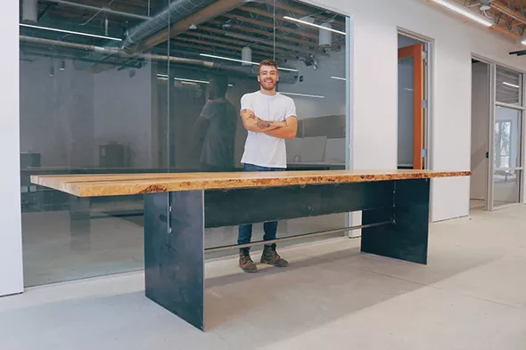 Mike Montgomery provides plans for projects like this wood and metal conference table at modernbuilds.com. - MODERN BUILDS / PROVIDED