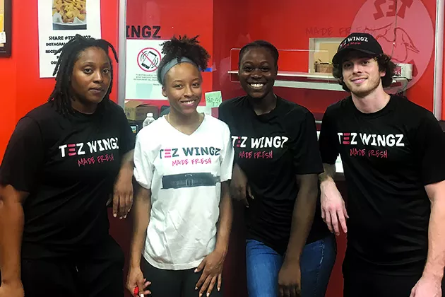 from left Tez Wingz employees Terissa Jordan, Miracle Lennox, DeAnn Gabriel and Matthew Freund - JACOB THREADGILL