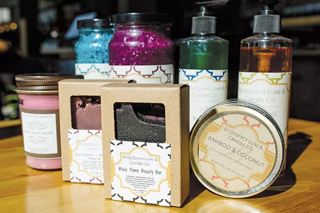 BodySpyce’s body washes, fragrance sachets, soaps, bath bombs, candles and other items are made with simple, clean ingredients in small batches. - ALEXA ACE