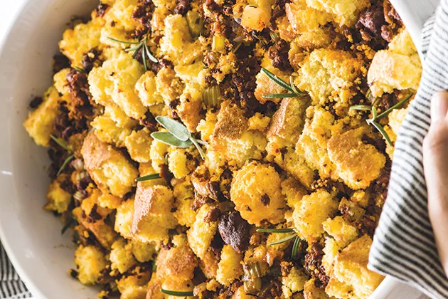 Chorizo cornbread dressing from Isabel Eats - ISABEL OROZCO-MOORE / PROVIDED