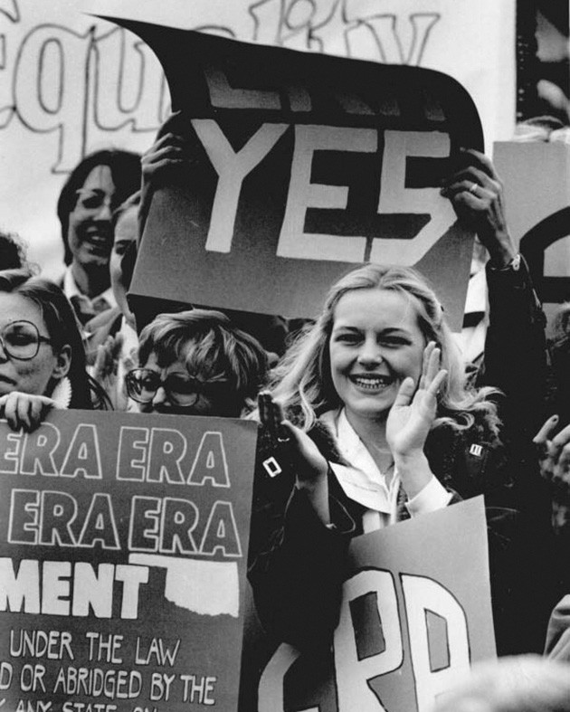 Ada’s Kathy Ressel at a rally at the State Capitol in support of the Equal Rights Amendment, January 5, 1982 (Oklahoma Publishing Company Photography Collection, OHS) - PROVIDED