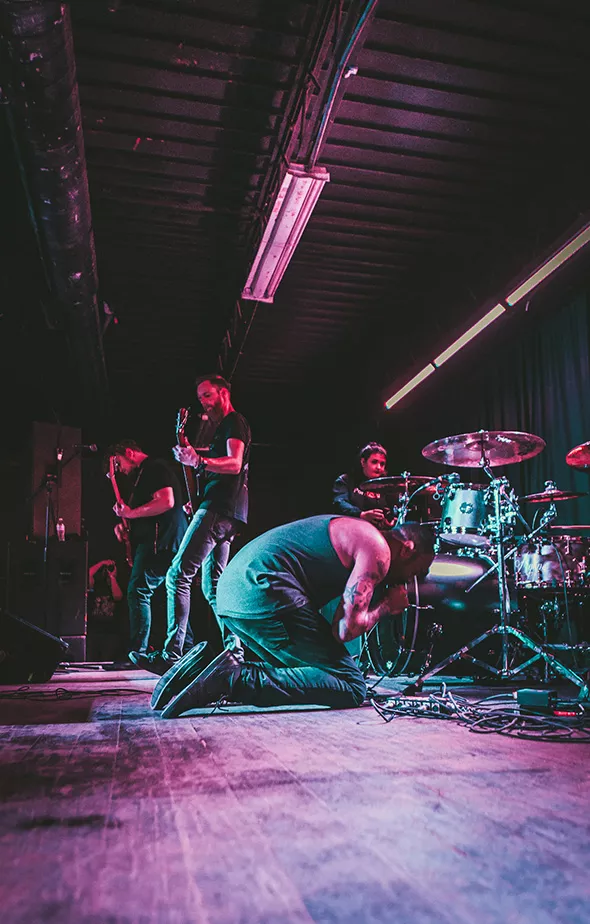 Vocalist Jordan Ward joined the band shortly before the birth of his first child and “brought whole new vibe to the band,” drummer Geoff Hochstetler said. - DALTON ROBASON / PROVIDED