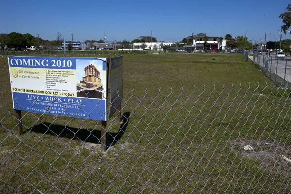 Bad sign: The site of the much-touted Renaissance at Carver Square is still just a vacant lot - PHOTO BY ALDRIN CAPULONG