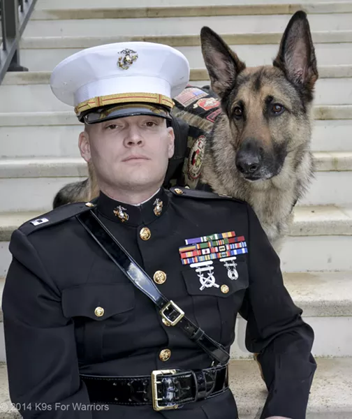 Capt. Jason Haag and Axel - PHOTO COURTESY OF K9S FOR WARRIORS