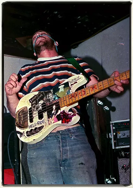 Mike Watt at Einstein-A-Go-Go, Jacksonville Beach, 1986. - JIM LEATHERMAN