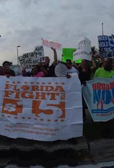 Orlando low-wage workers held a Fight for $15 demonstration today