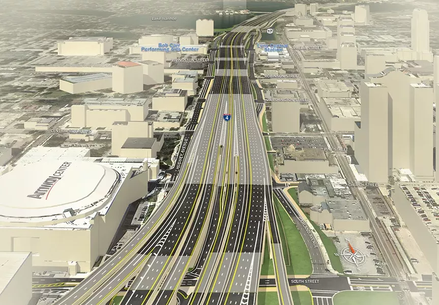 Rendering of I-4 through downtown