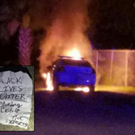 A police car was set on fire in Daytona Beach, Black Lives Matter note found nearby