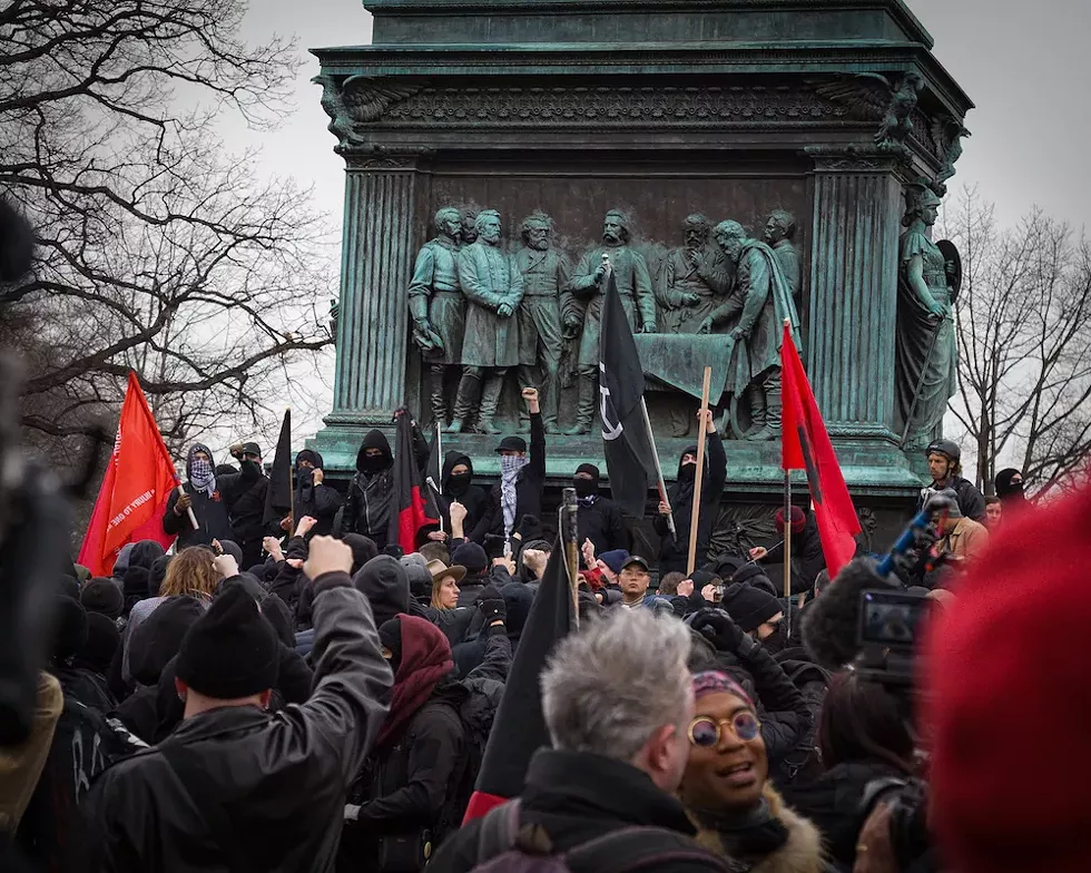 Protesters gather the morning of Trump's inauguration in Logan Circle, Washington, DC. - PHOTO BY MOBILUS IN MOBILI / PUBLIC DOMAIN