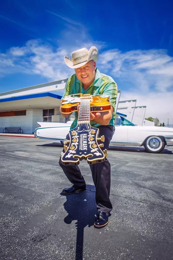 Deke Dickerson and his guitar - PHOTO BY SUSIE DELANEY