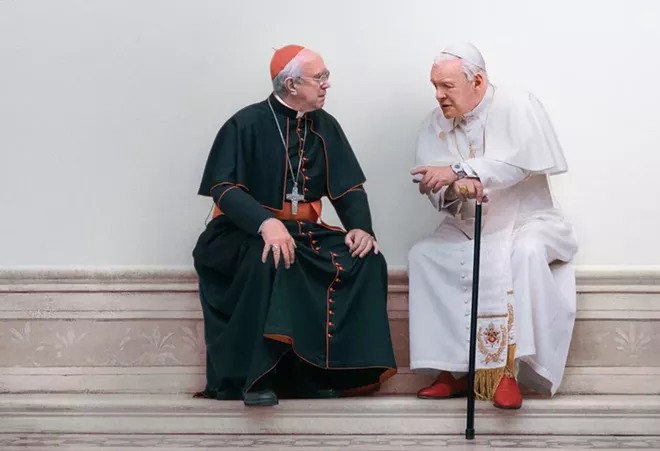 Jonathan Pryce and Anthony Hopkins in The Two Popes - PHOTO COURTESY NETFLIX