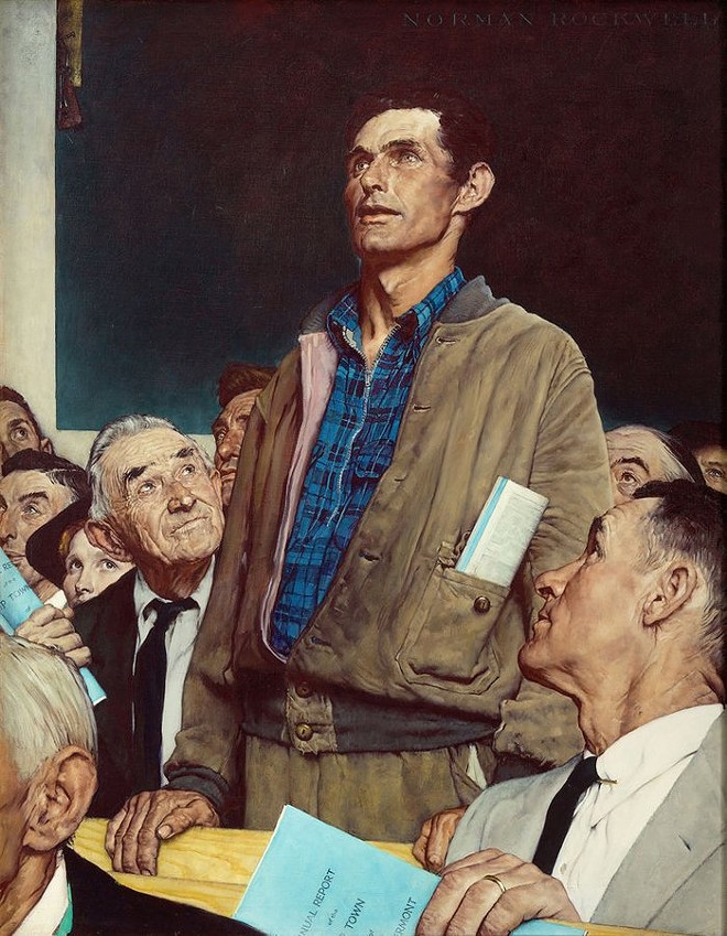 "FREEDOM OF SPEECH" (1943), PAINTING BY NORMAN ROCKWELL FROM THE FOUR FREEDOMS