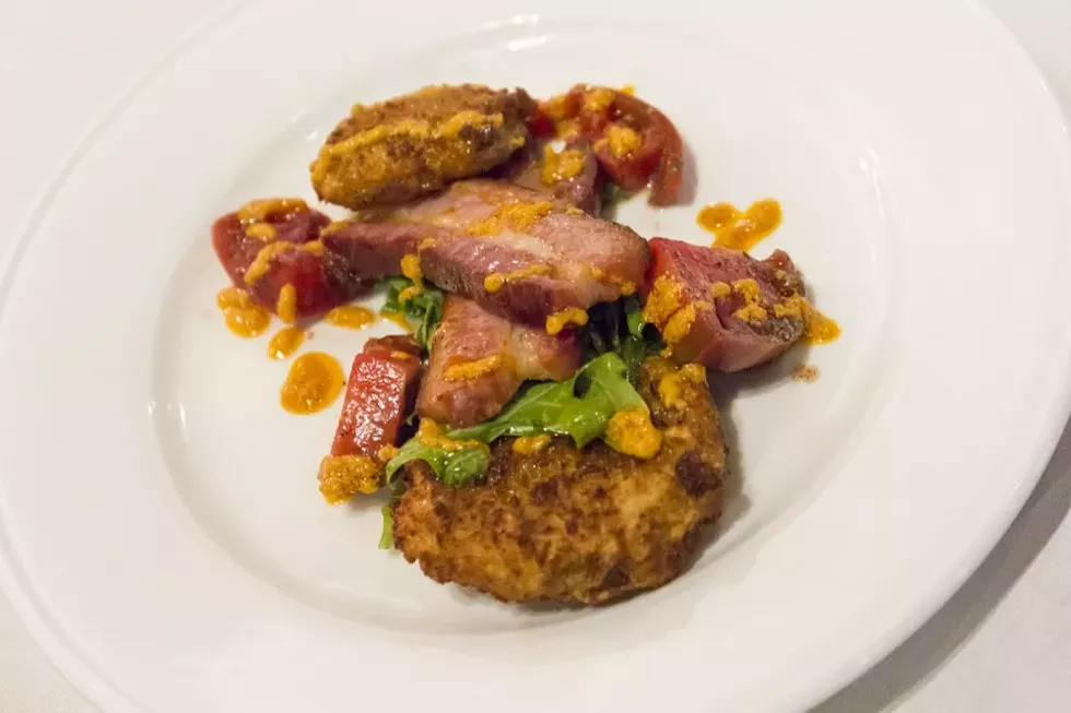 The 'BLT' at Dexter's New Standard: Bacon, fried green tomato, heirloom tomato, mizuna, garlic aioli. - PHOTO BY ROB BARTLETT
