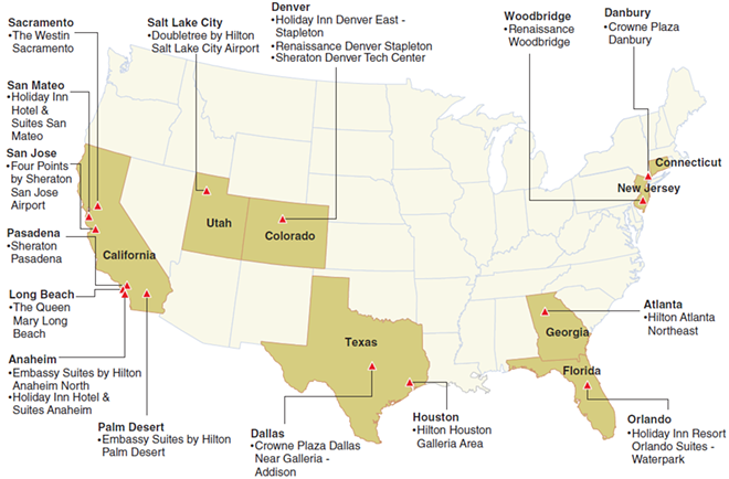 Eagle Hospitality's portfolio as of May 2019 - IMAGE VIA EAGLE HOSPITALITY TRUST IPO PROSPECTUS