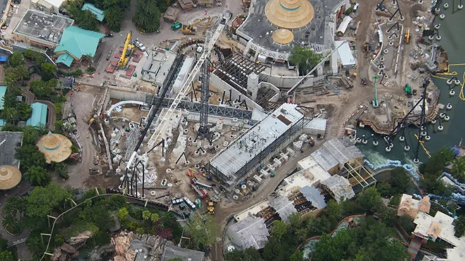 The yet to be announced Jurassic Park coaster at Islands of Adventure that is expected to open in 2021. - IMAGE VIA BIORECONSTRUCT | TWITTER