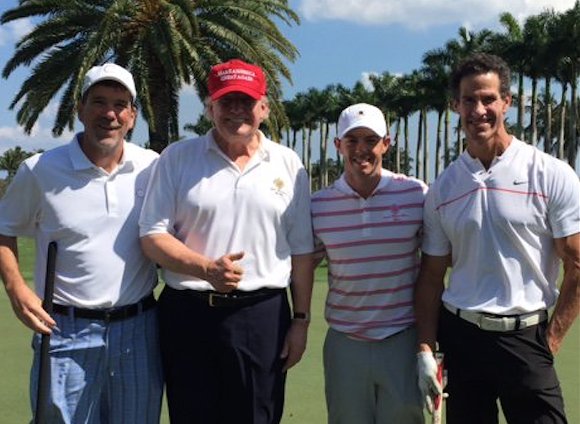 Here's Trump golfing with professional golfer Rory McIlroy two weeks ago. - PHOTO VIA CLEARSPORTSLLC/TWITTER