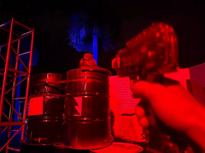 Passengers can pew-pew against legions of zombies, clowns, zombie clowns and big effing monsters - PHOTO BY SETH KUBERSKY
