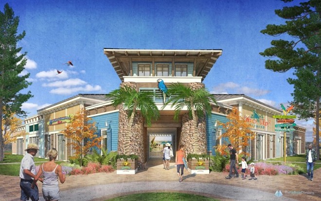 Concept art showcasing the type of on-site dining available at a Camp Margaritaville RV resort - IMAGE VIA CAMP MARGARITAVILLE