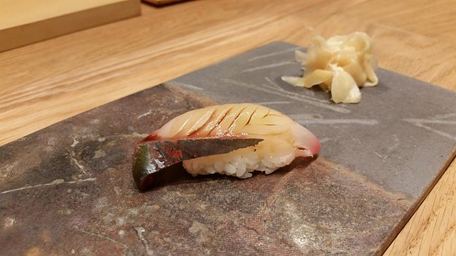 Nigiri of shimaaji (striped mackerel)