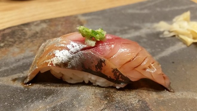 Nigiri of aji (Japanese horse mackerel)