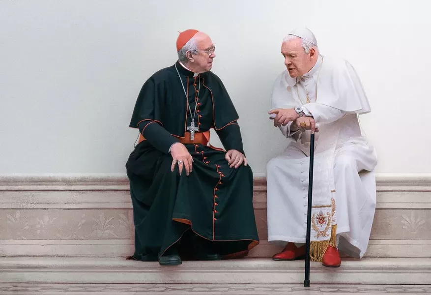 Jonathan Pryce and Anthony Hopkins in The Two Popes - PHOTO COURTESY NETFLIX