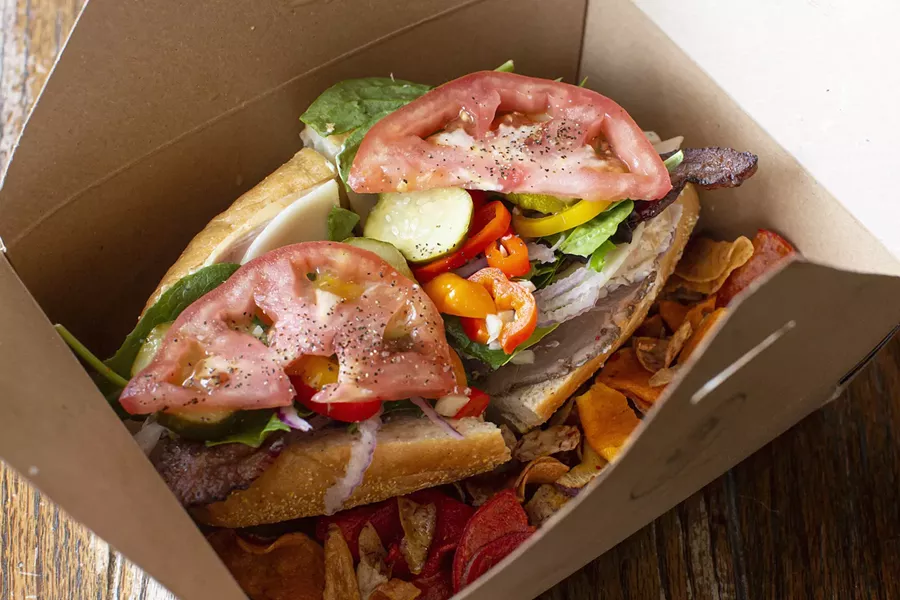 'The Boca' sandwich – turkey, roast beef, bacon, tomato, provolone, pickled peppers and spicy pickles on a hoagie roll - PHOTO BY ROB BARTLETT