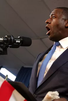Andrew Gillum gives a speech in Orlando at a Democratic unity rally on Friday, Aug. 31.