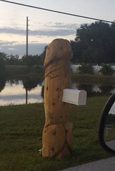 Florida man installs giant wooden dick mailbox