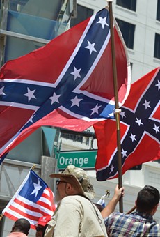 A protest by Confederate supporters outside Orlando City Hall in 2017.