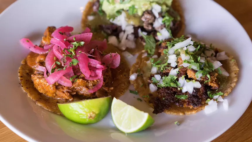 Presidio Cocina Mexicana makes their own chorizo from scratch and serves a taco version of their cochinita pibil. - SHELBY MOORE