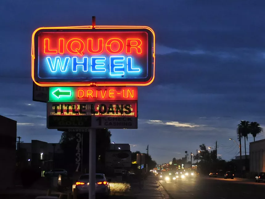 The Liquor Wheel has been a mainstay of East McDowell Road in Phoenix since its opening in the 1950s. - BENJAMIN LEATHERMAN
