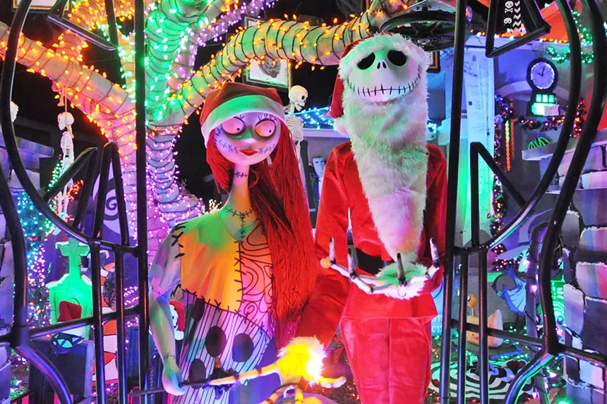 Jack Skellington and Sally at the Scary Christmas House in Glendale. - BENJAMIN LEATHERMAN