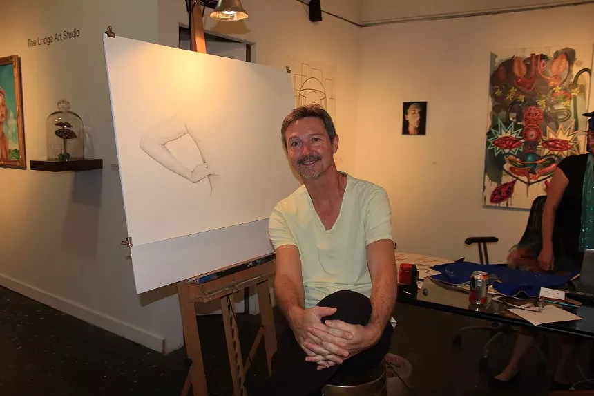 Artist Joe Bklacich at The Lodge Art Studio. - MICHELLE SASONOVE