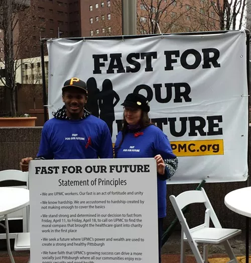 Chaney Lewis and Mary Hughes will fast for the next seven days to protest UPMC.