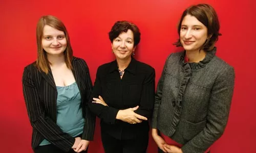 Christina Cann, Sue Frietsche and Tatyana Margolin of the Women's Law Project. Frietsche and Margolin are co-authors of a brief supporting Prowel. - HEATHER MULL