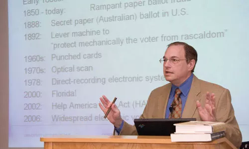 CMU Professor Michael Shamos, the state's voting machine examiner: Machines, not paper will "'protect ... the voter from rascaldom.'" - HEATHER MULL