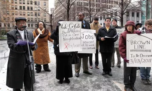 Even though funding was found to hold off the Port Authority's massive cuts, protesters say the move is only temporary. - HEATHER MULL